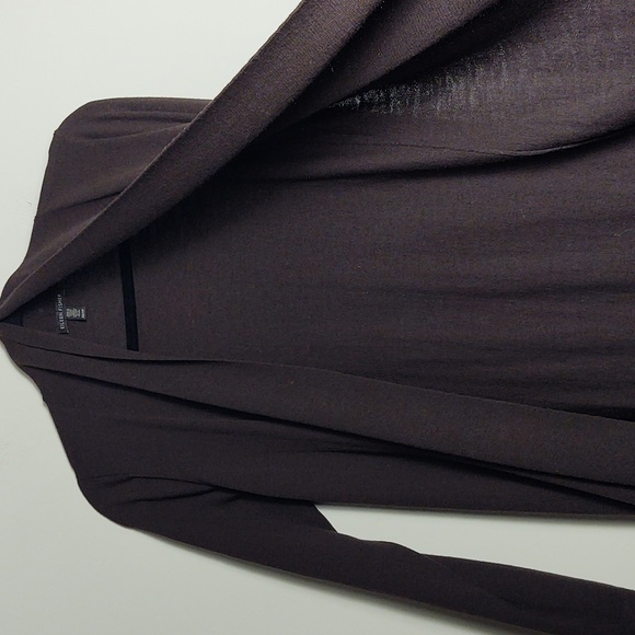 EILEEN FISHER Women's Open Front Long 100% Wool Dark Brown Cardigan Size XSmall - Picture 16 of 16
